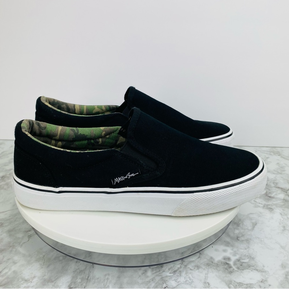 MAUI Sons Sneaker Men 9 Black Camo Slip On New Skater Comfort Board Shoes Casual
